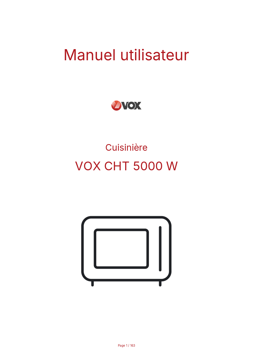 Page n°1 - Manuel utilisateur VOX CHT 5000 W