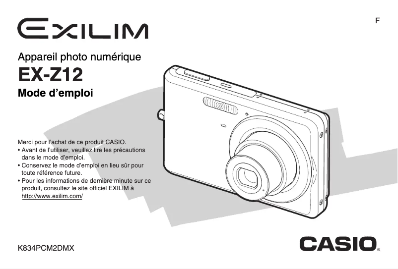 Image de la première page du manuel de l'appareil Exilim EX-Z12