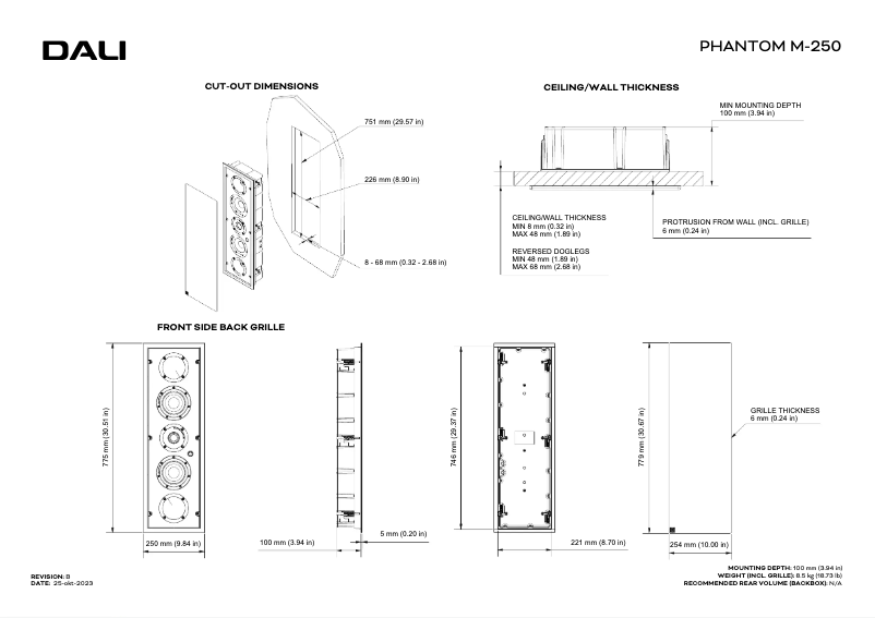 Page 1 de la notice Dessin technique Dali Phantom M-375