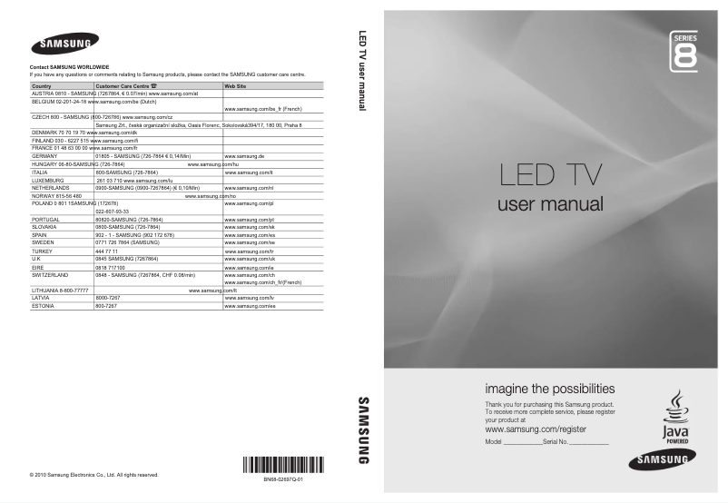 Page n°1 - Manuel utilisateur Samsung UE55C8790XS
