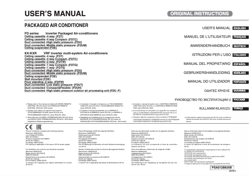 Page 1 de la notice Manuel utilisateur Mitsubishi FDTW