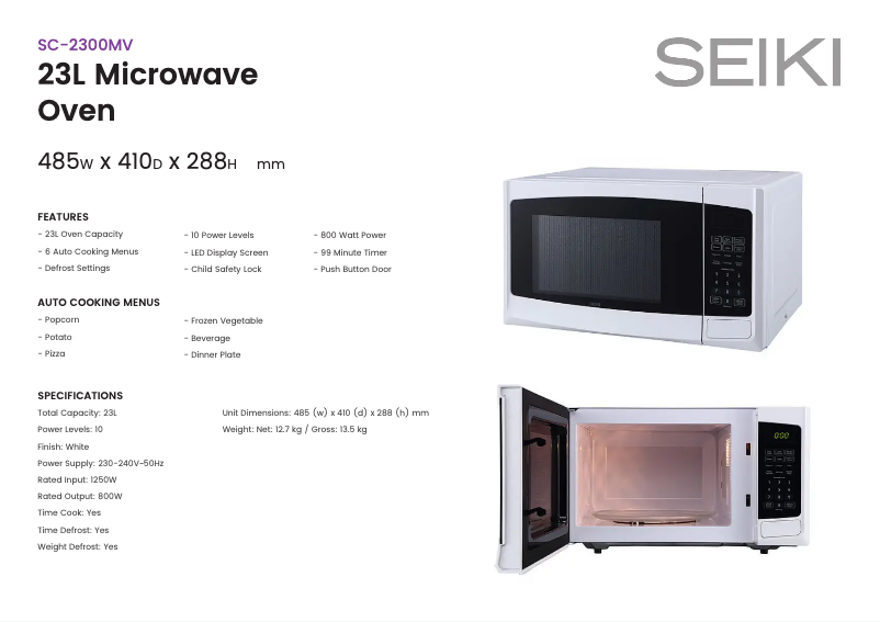Page n°1 - Fiche technique Seiki SC-2300MV