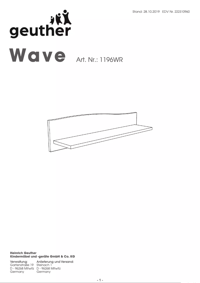 Page 1 de la notice Manuel utilisateur Geuther Wave 1196WR