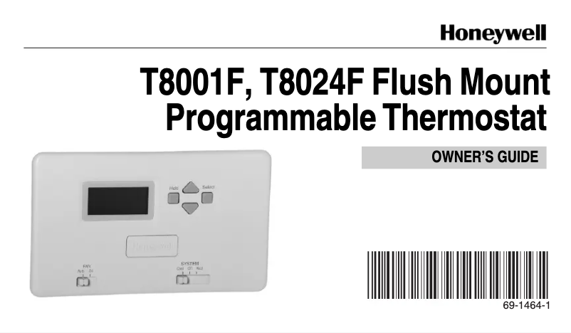 Page 1 de la notice Manuel utilisateur Honeywell T8024F