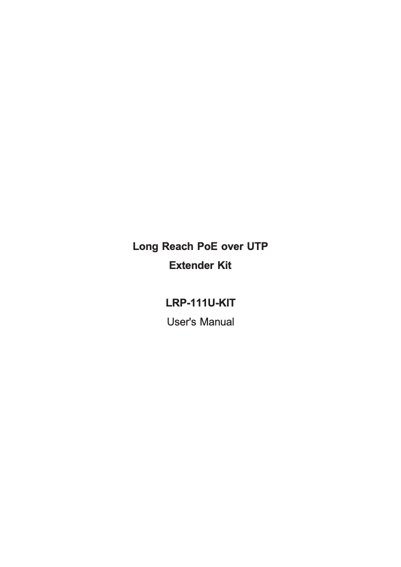 Page n°1 - Manuel utilisateur Planet LRP-111U-KIT