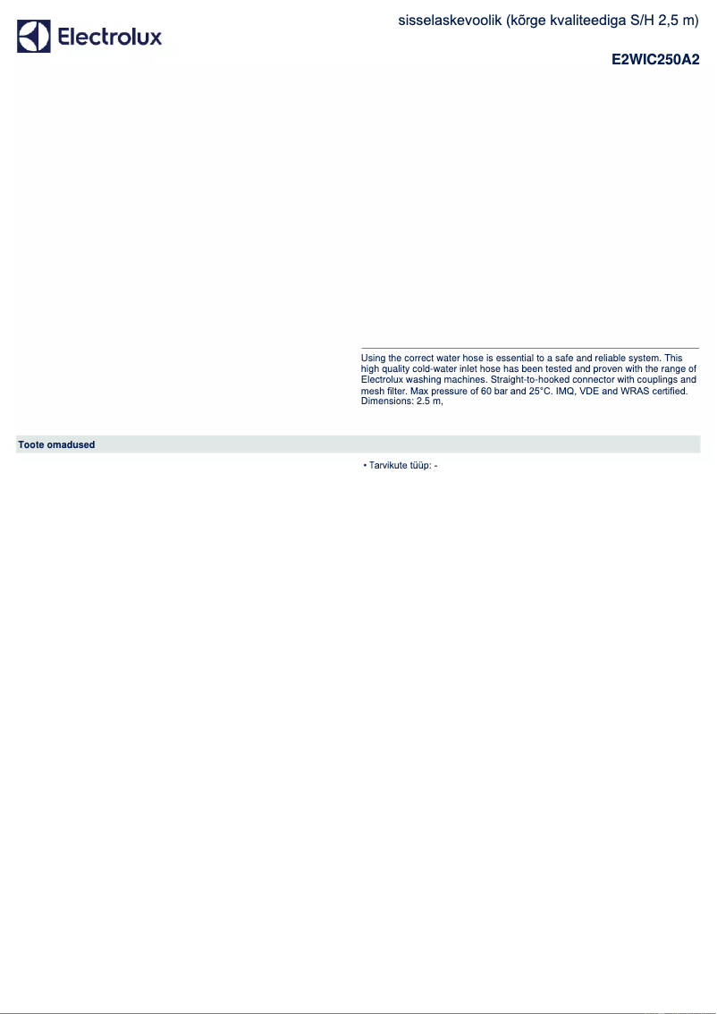 Image de la première page du manuel de l'appareil E2WIC250A2