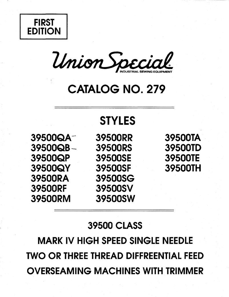 Page n°1 - Manuel utilisateur Union Special 39500TA