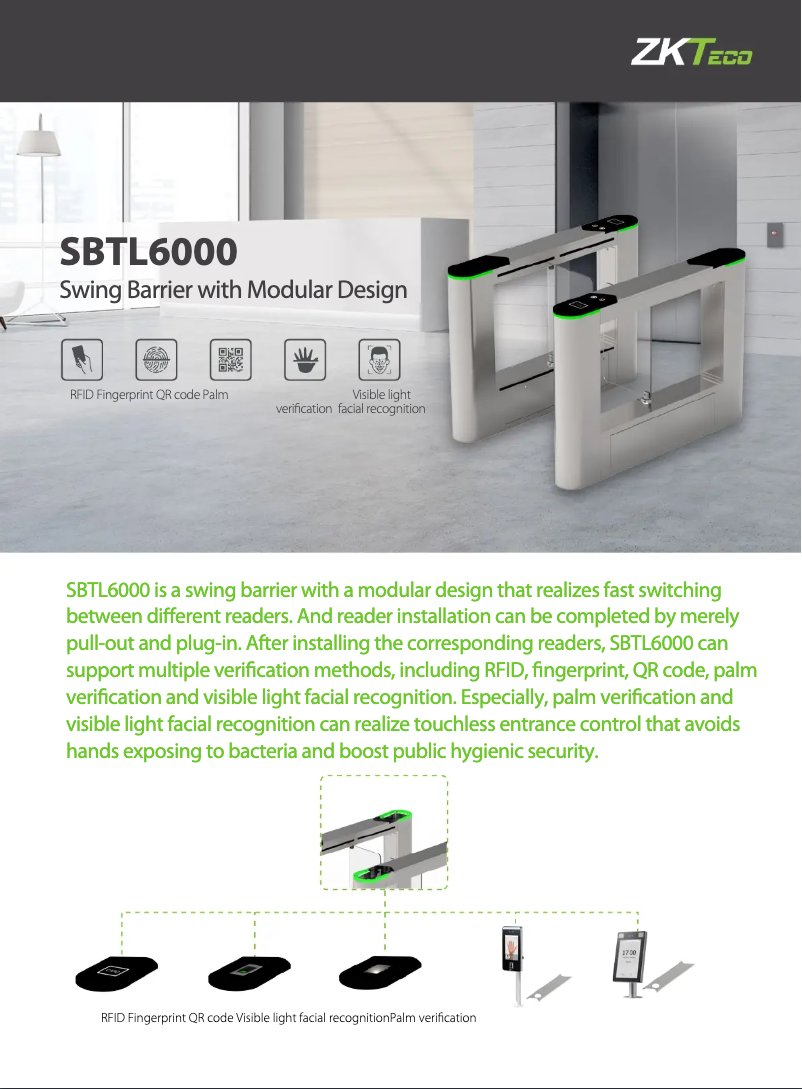 Page 1 de la notice Manuel utilisateur ZKTeco SBTL6000
