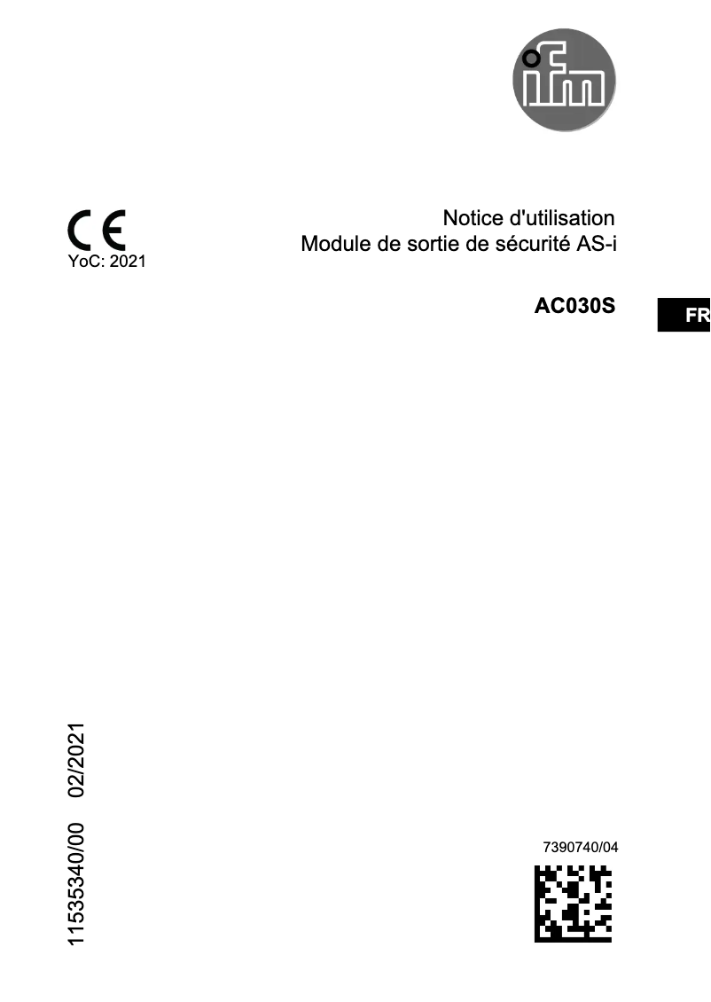 Page n°1 - Manuel utilisateur IFM AC030S