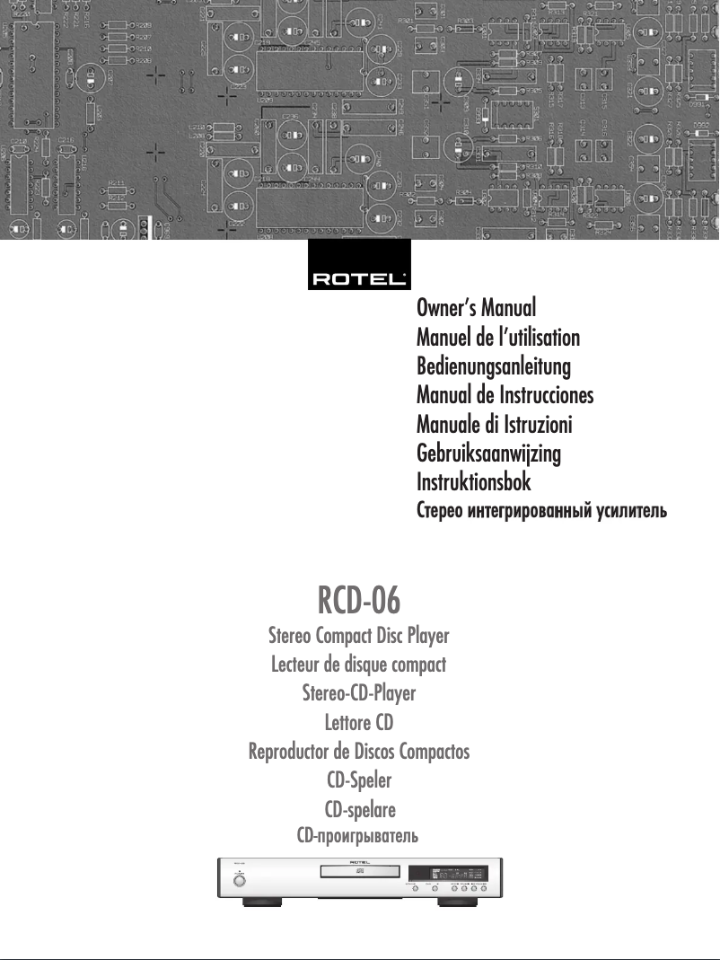 Page 1 de la notice Manuel utilisateur Rotel RCD-06