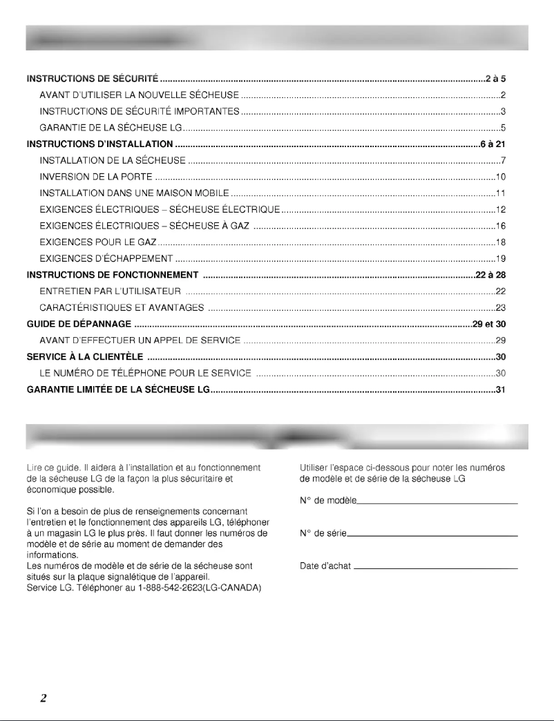 Page n°1 - Manuel utilisateur LG TD-V10035E
