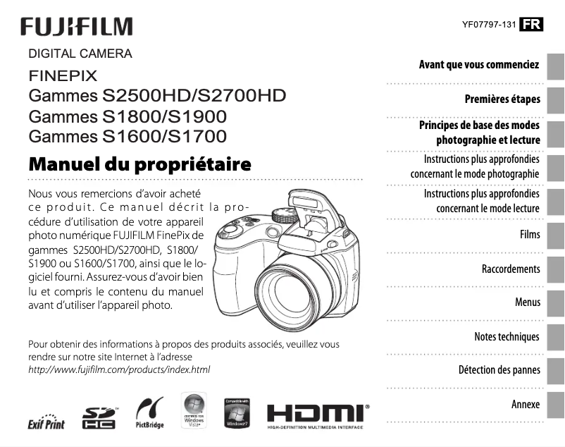 Page n°1 - Manuel utilisateur Fujifilm FinePix S1600