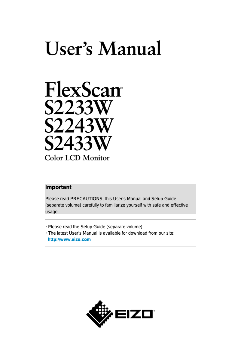 Page n°1 - Manuel utilisateur Eizo S2433W
