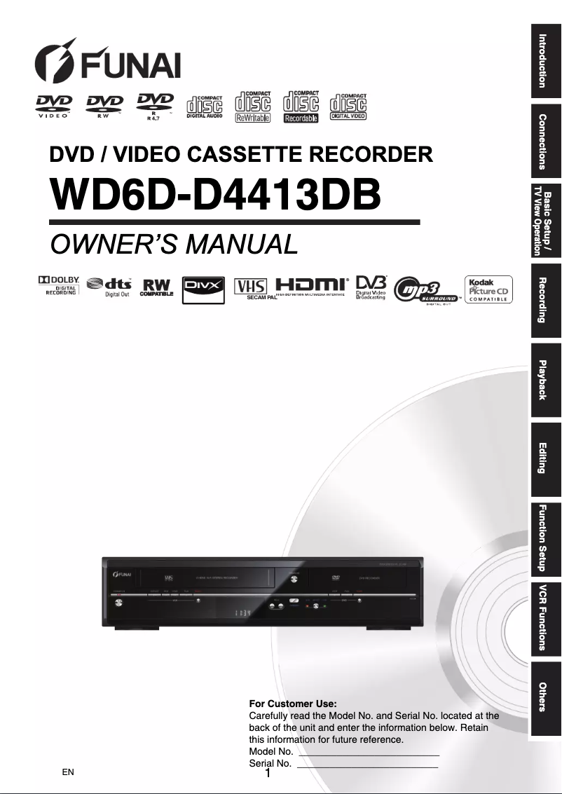 Page 1 of the manual User Manual Funai WD6D-D4413DB