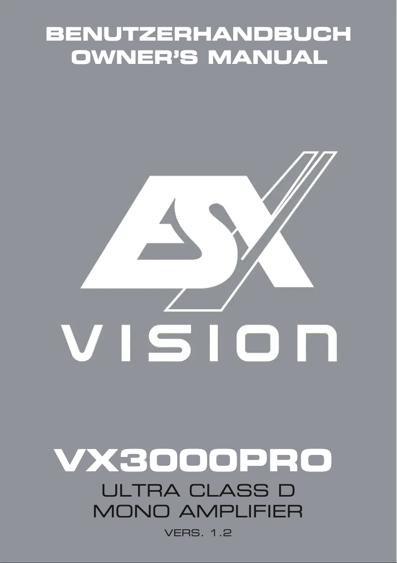 Image de la première page du manuel de l'appareil Vision VX3000 PRO