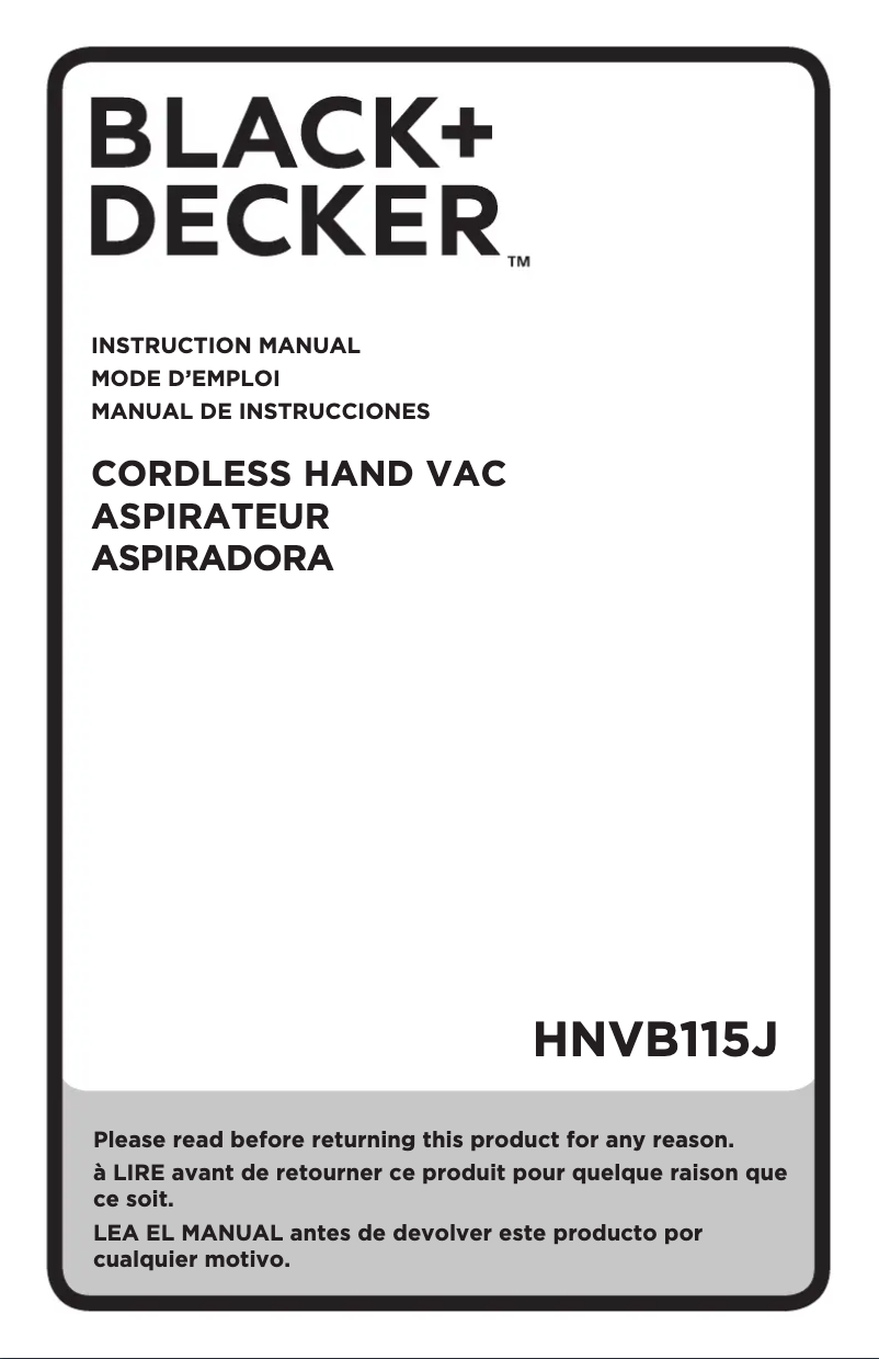 Page n°1 - Manuel utilisateur Black & Decker HNVB115J10