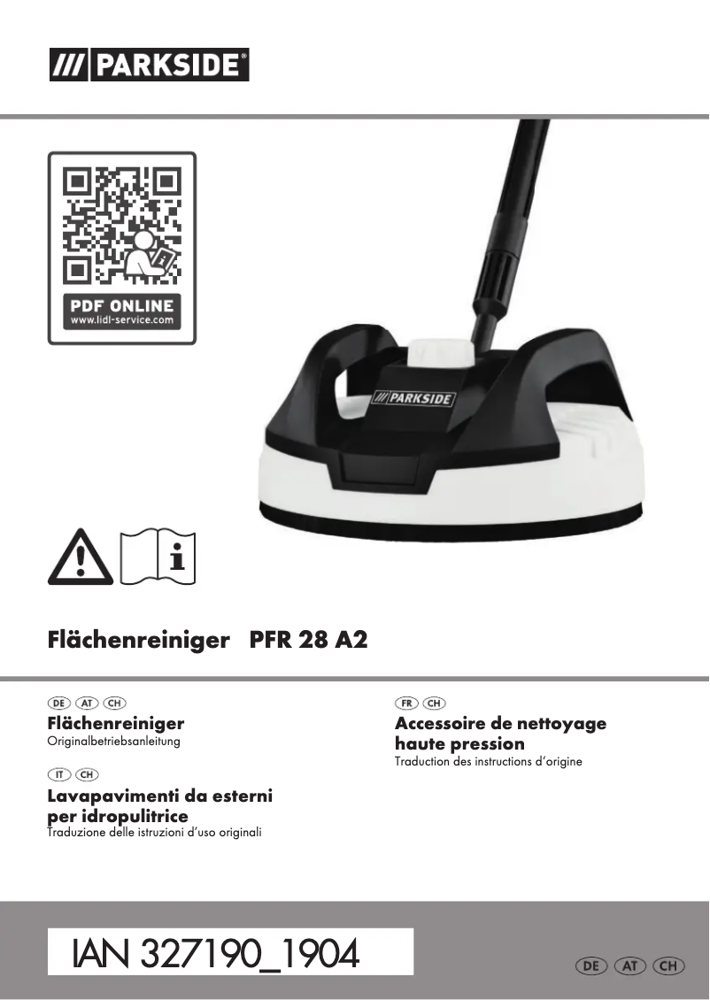 Page 1 de la notice Manuel utilisateur Parkside PFR 28 A2