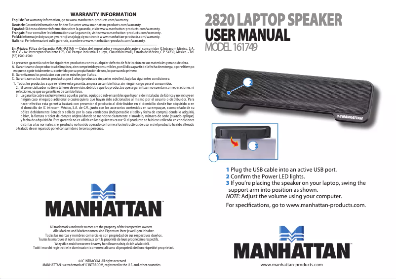 Page 1 de la notice Manuel utilisateur Manhattan 161749