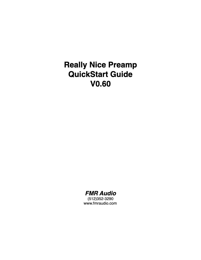 Page 1 de la notice Manuel utilisateur FMR Audio Really Nice Preamp RNP8380