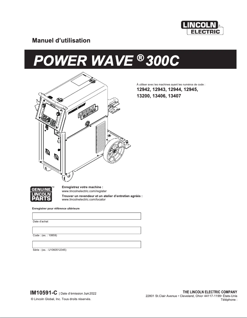 Image de la première page du manuel de l'appareil POWER WAVE 300C