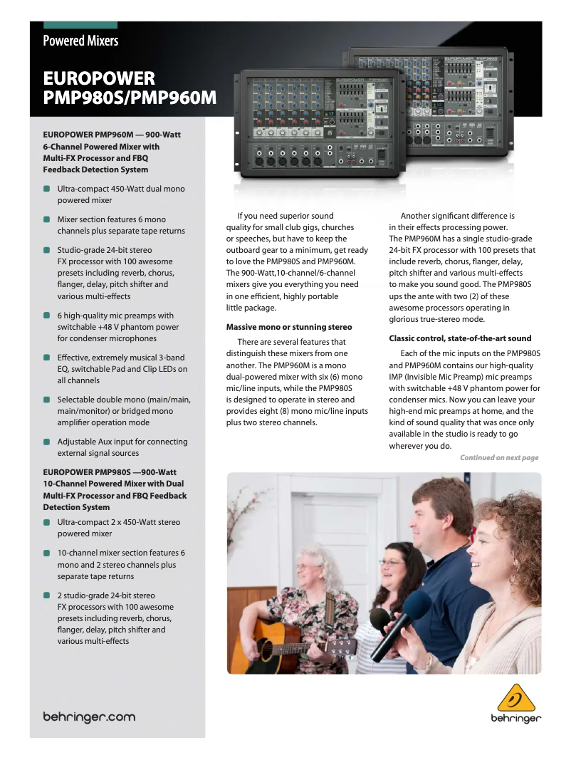 Page n°1 - Brochure Behringer Europower PMP1060M