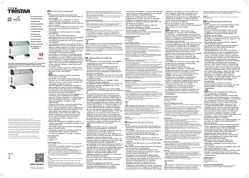 Page 1 de la notice Manuel utilisateur TriStar KA-5912