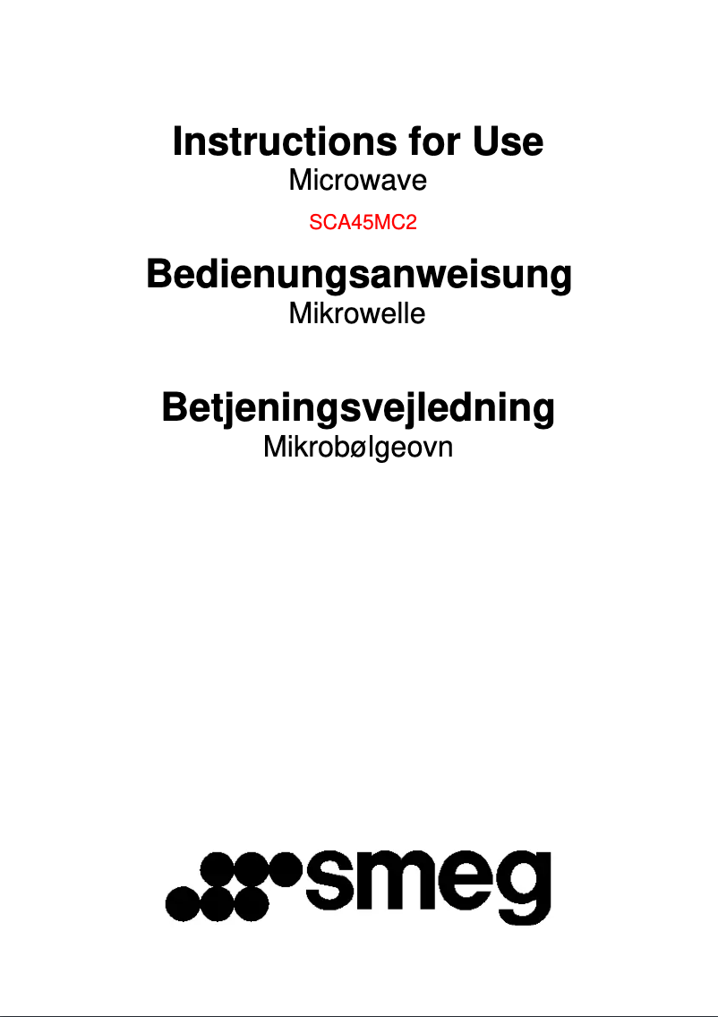 Page n°1 - Manuel utilisateur Smeg SCA45MC2