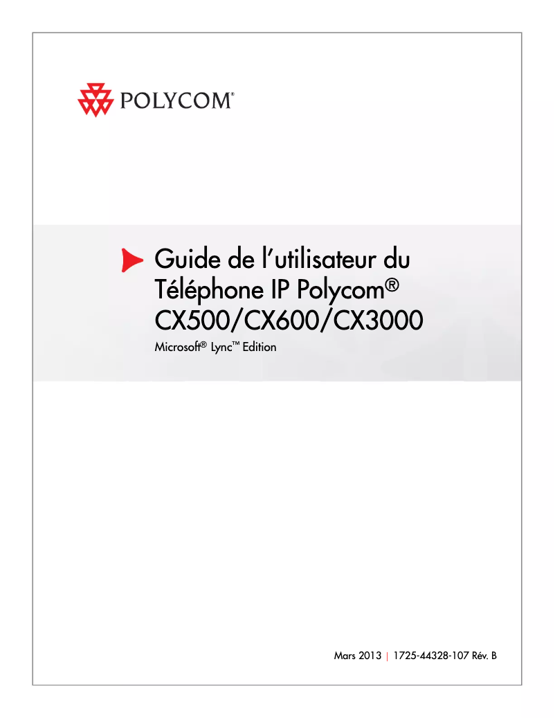 Page 1 de la notice Manuel utilisateur Polycom CX600