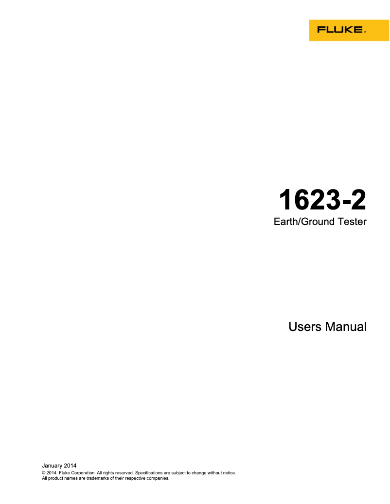 Page n°1 - Manuel utilisateur Fluke 1625-2