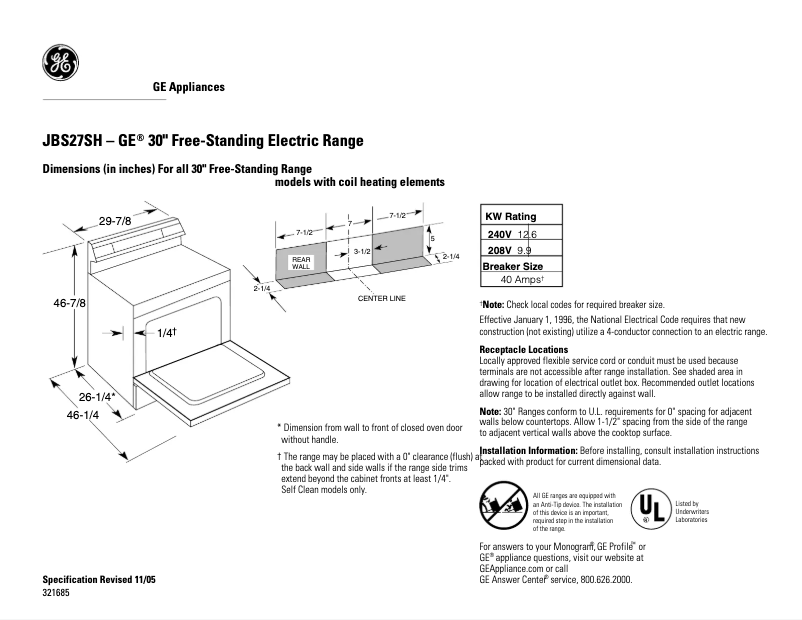 First page image of the manual for JBS27SHSS
