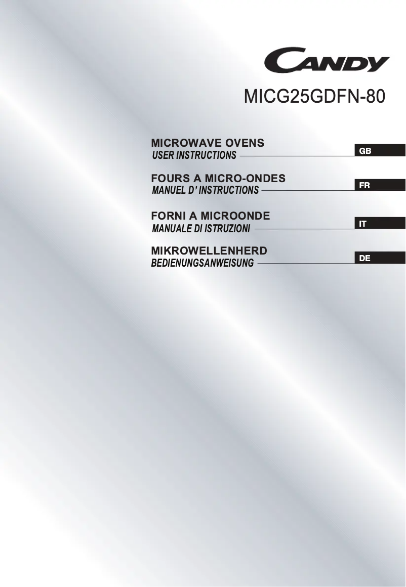 Page n°1 - Manuel utilisateur Candy MICG25GDFN-80