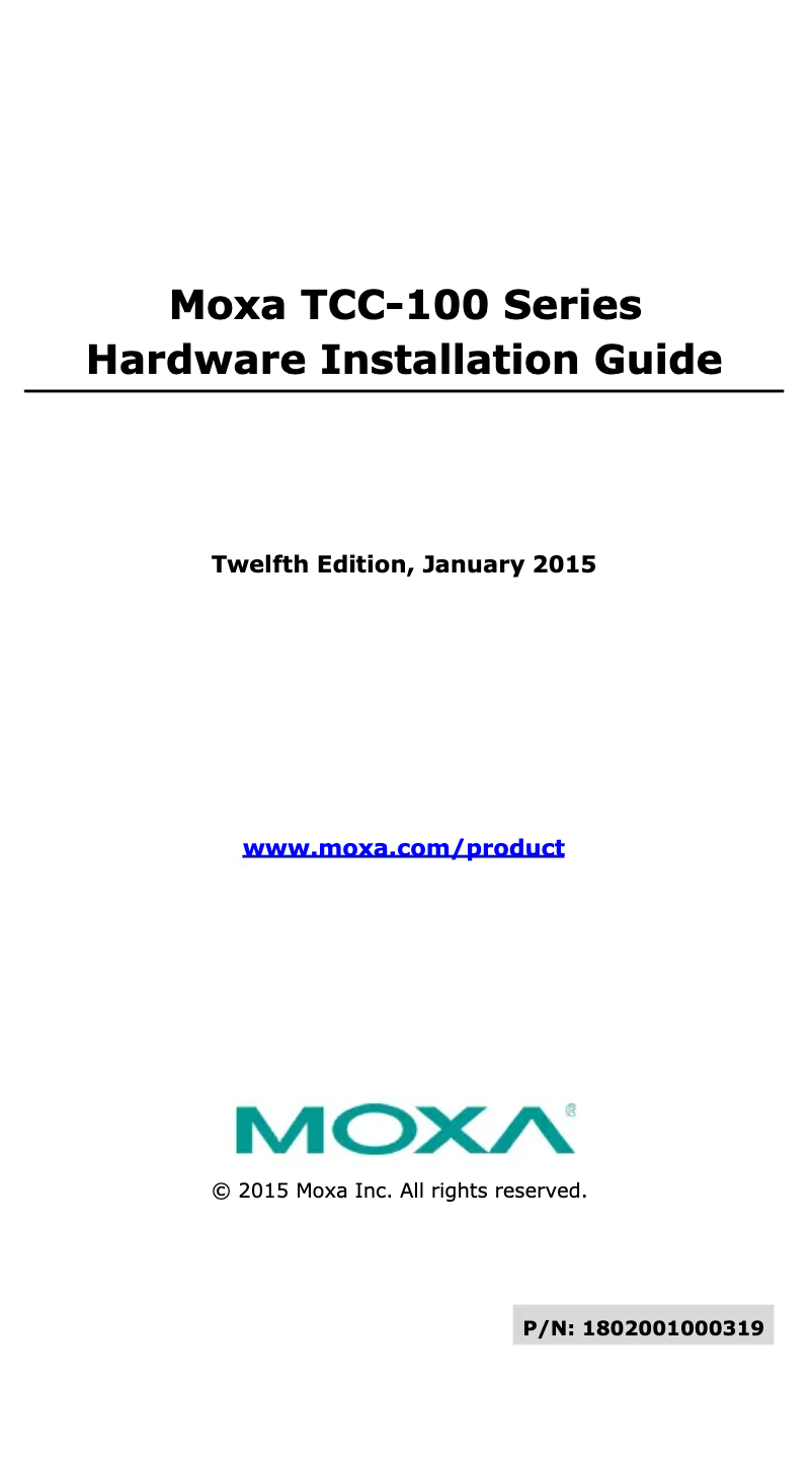Image de la première page du manuel de l'appareil TCC-100I-T