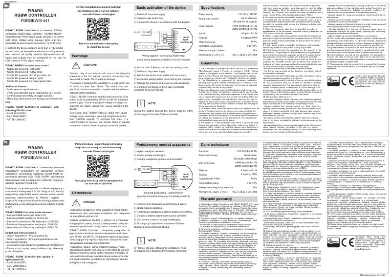 Page 1 de la notice Manuel utilisateur Fibaro FGRGBWM-441