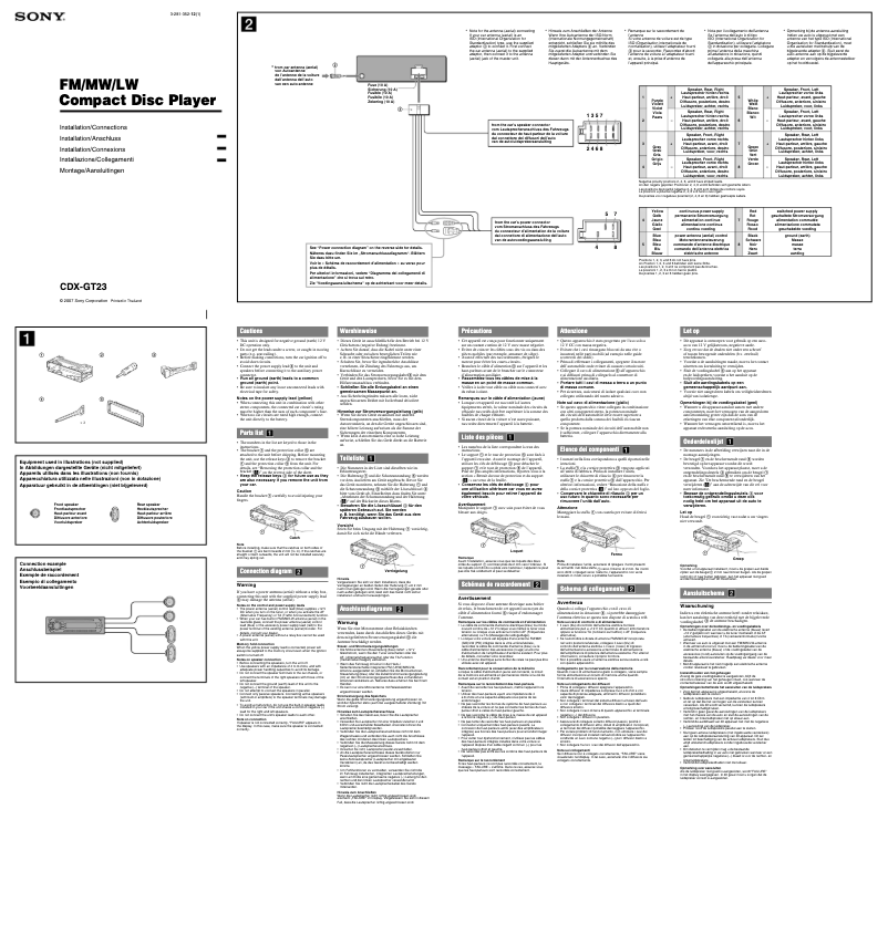 Page n°1 - Guide d'installation Sony CDX-GT23