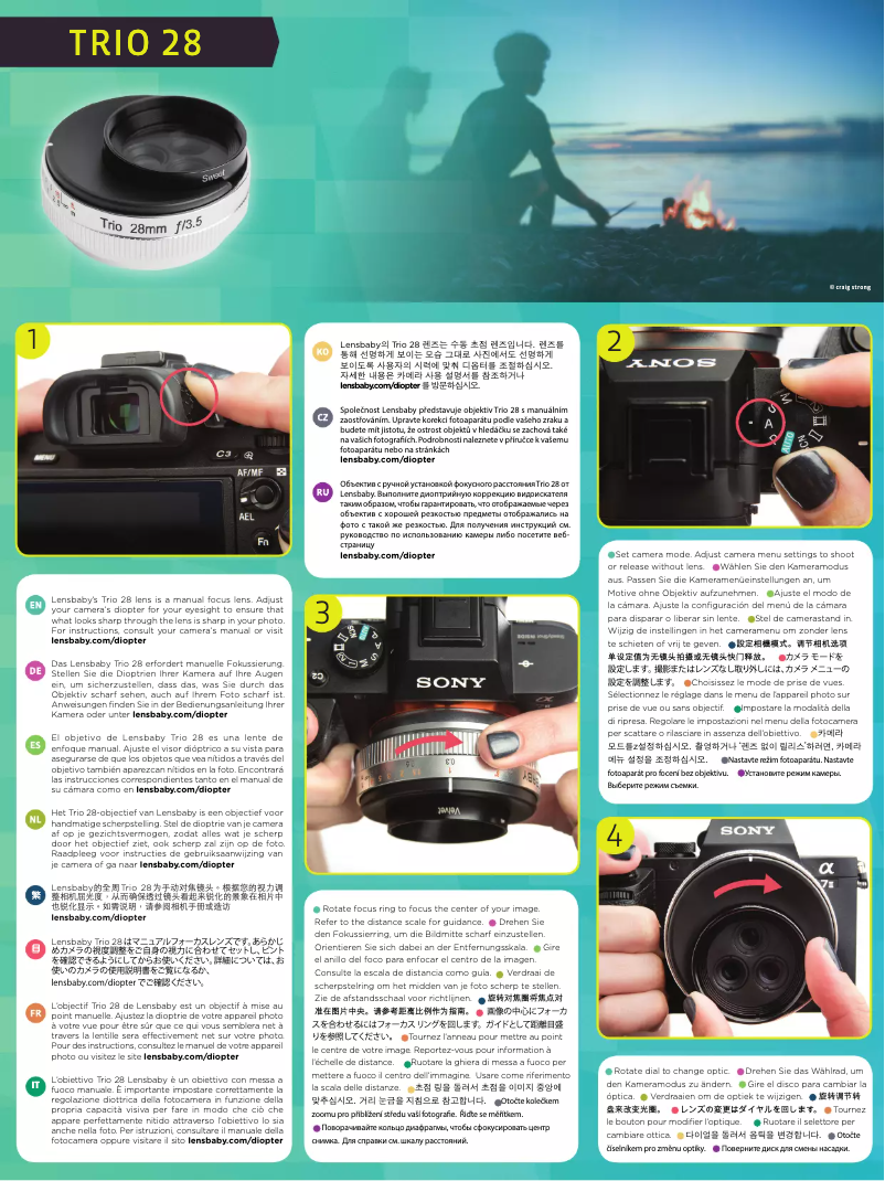 Page 1 de la notice Manuel utilisateur Lensbaby Trio 28