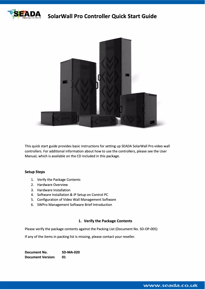 Page n°1 - Manuel utilisateur SEADA SWP04