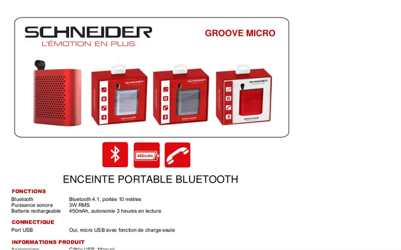 Page 1 de la notice Fiche technique Schneider SC155SPKTIT
