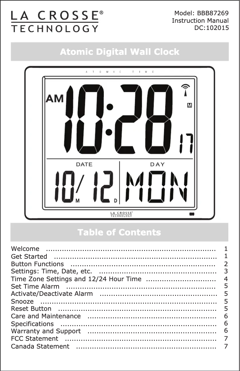 Page 1 de la notice Manuel utilisateur La Crosse Technology BBB87269