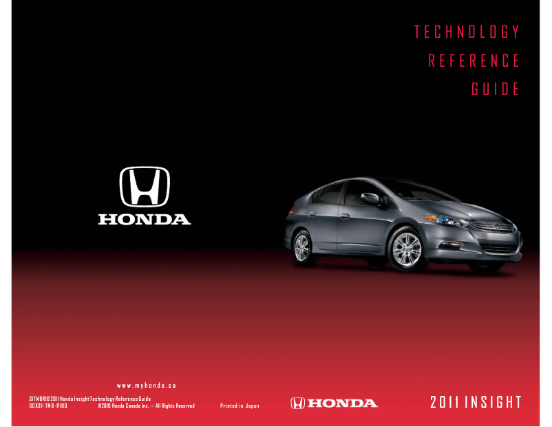 Page 1 de la notice Guide de démarrage rapide Honda Insight (2011)