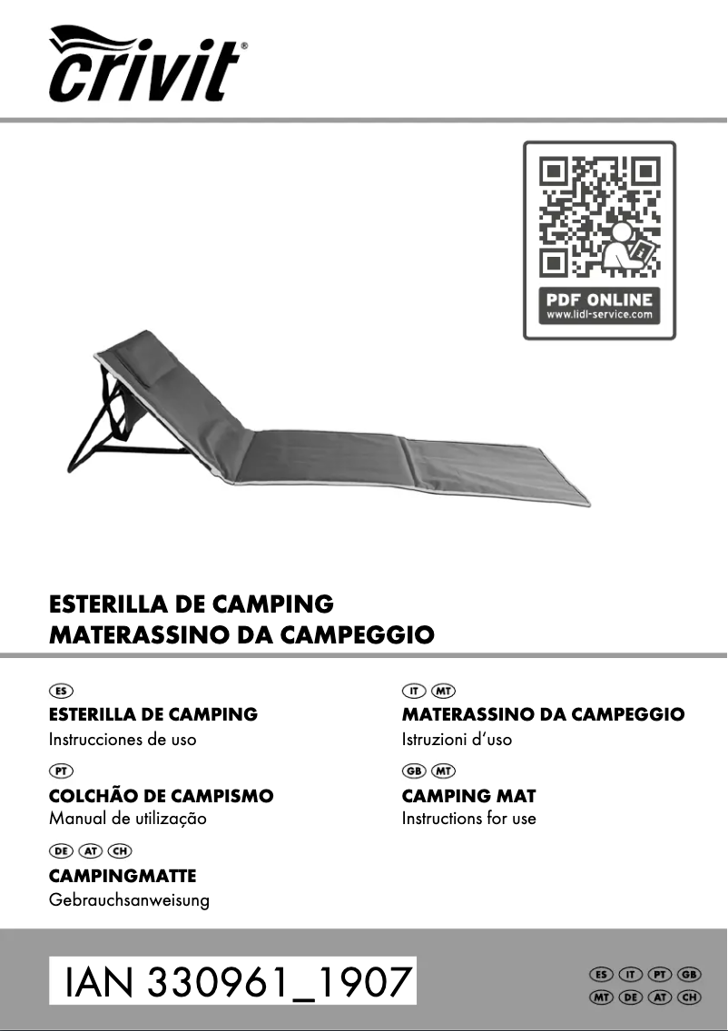 Page 1 de la notice Manuel utilisateur Crivit IAN 330961