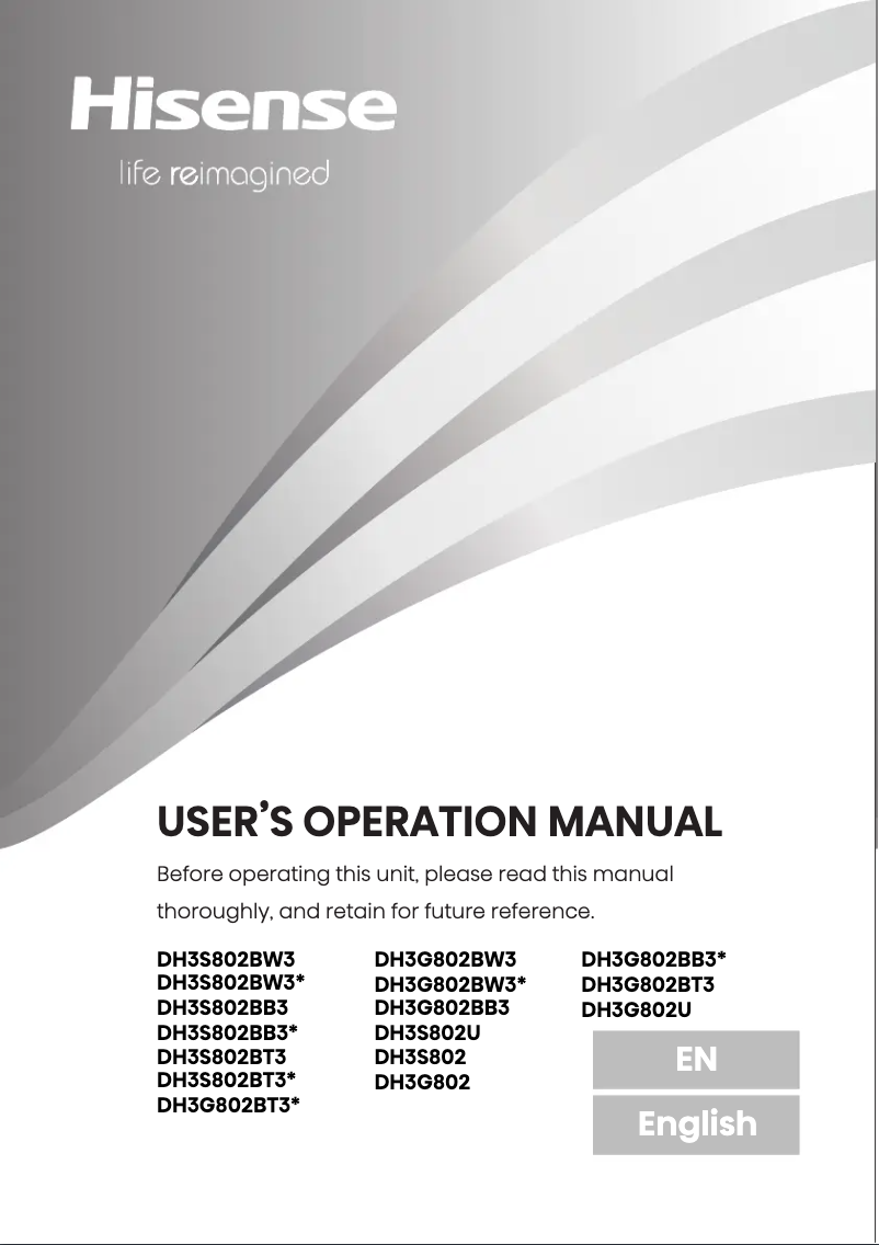 Image de la première page du manuel de l'appareil DH3S802BW3