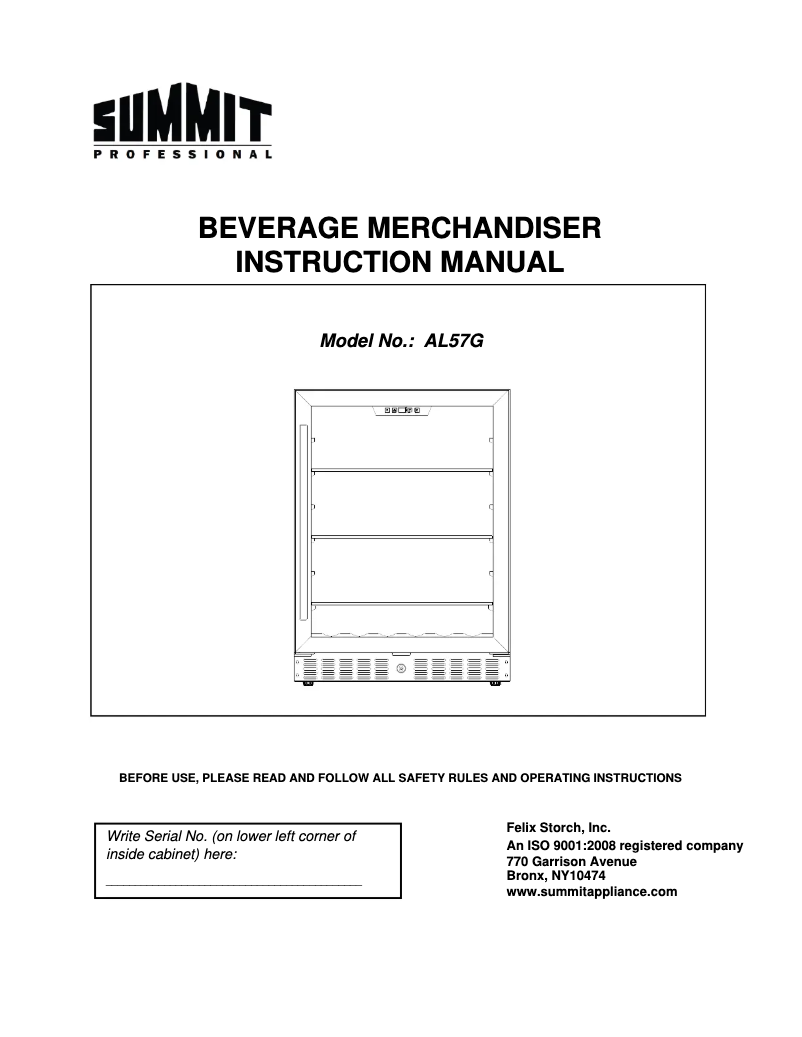 Page 1 de la notice Guide d'installation Summit AL57GPNR