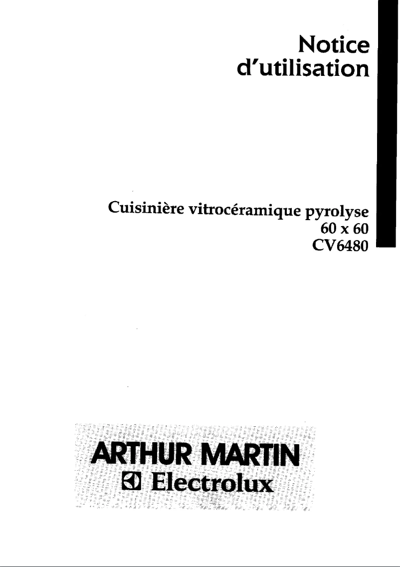 Page 1 de la notice Manuel utilisateur Arthur Martin-Electrolux CV6480W1