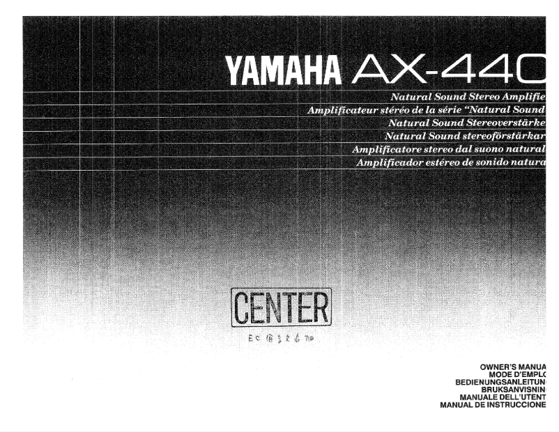 Page n°1 - Manuel utilisateur Yamaha AX-440
