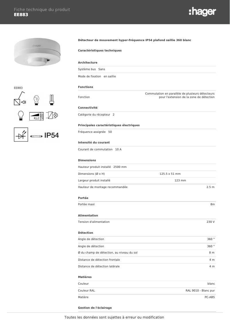 Image de la première page du manuel de l'appareil EE883