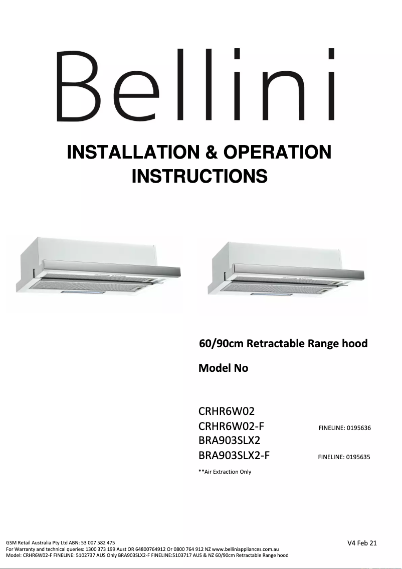 Image de la première page du manuel de l'appareil BRA903SLX2-F