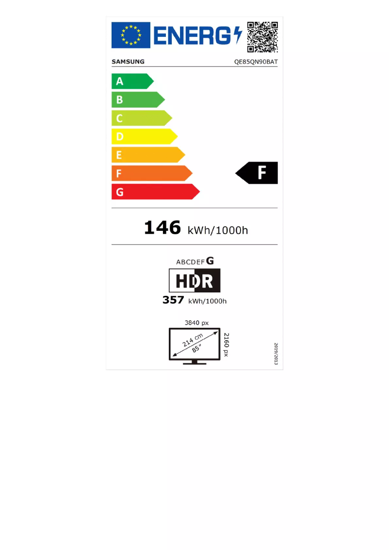 Page n°1 - Label énergétique Samsung QE85QN90BAT