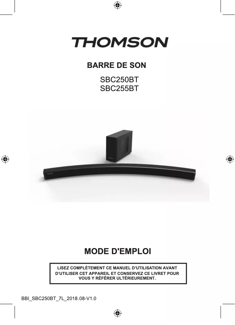 Image de la première page du manuel de l'appareil SBC255BT