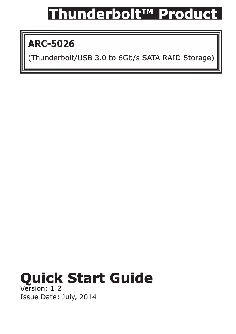 Page 1 de la notice Manuel utilisateur Areca ARC-5026
