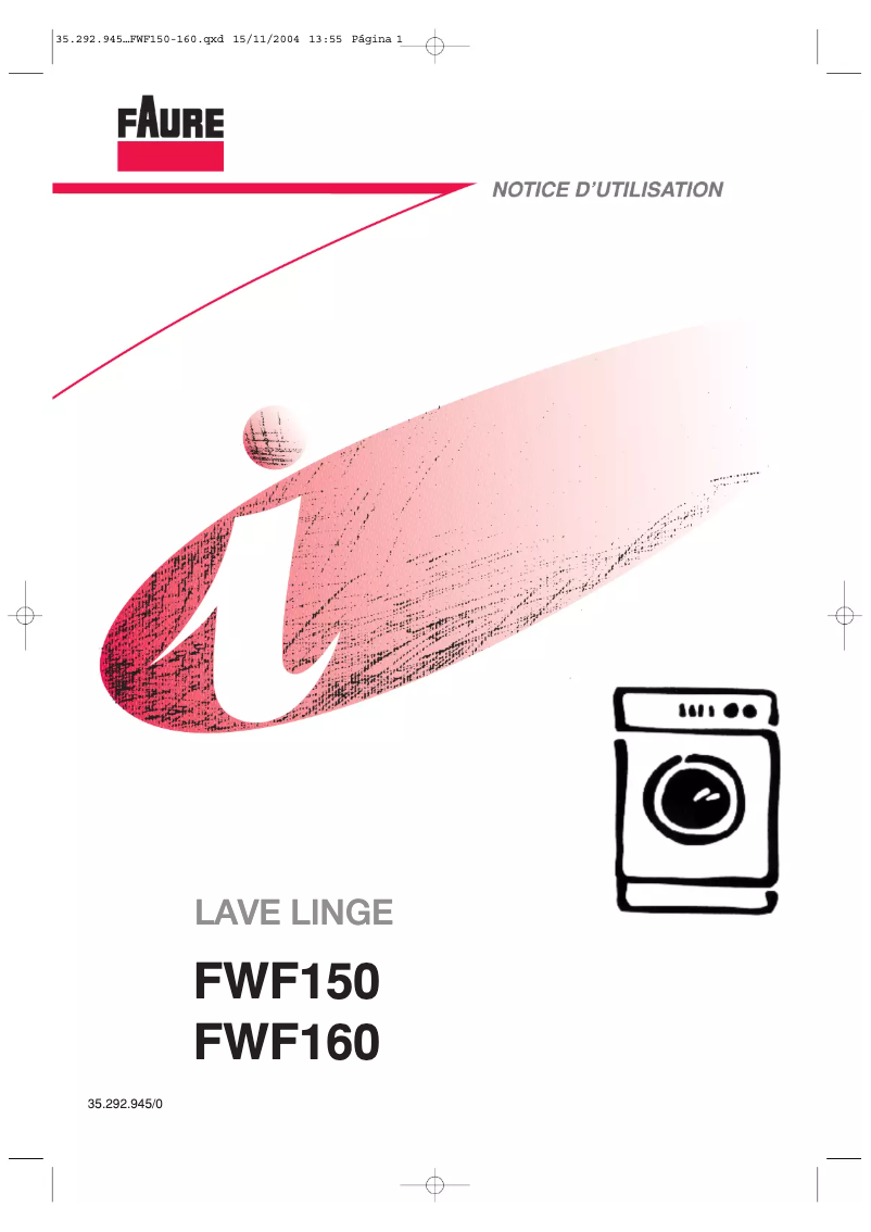 Imagen de la primera página del manual del dispositivo FWF150